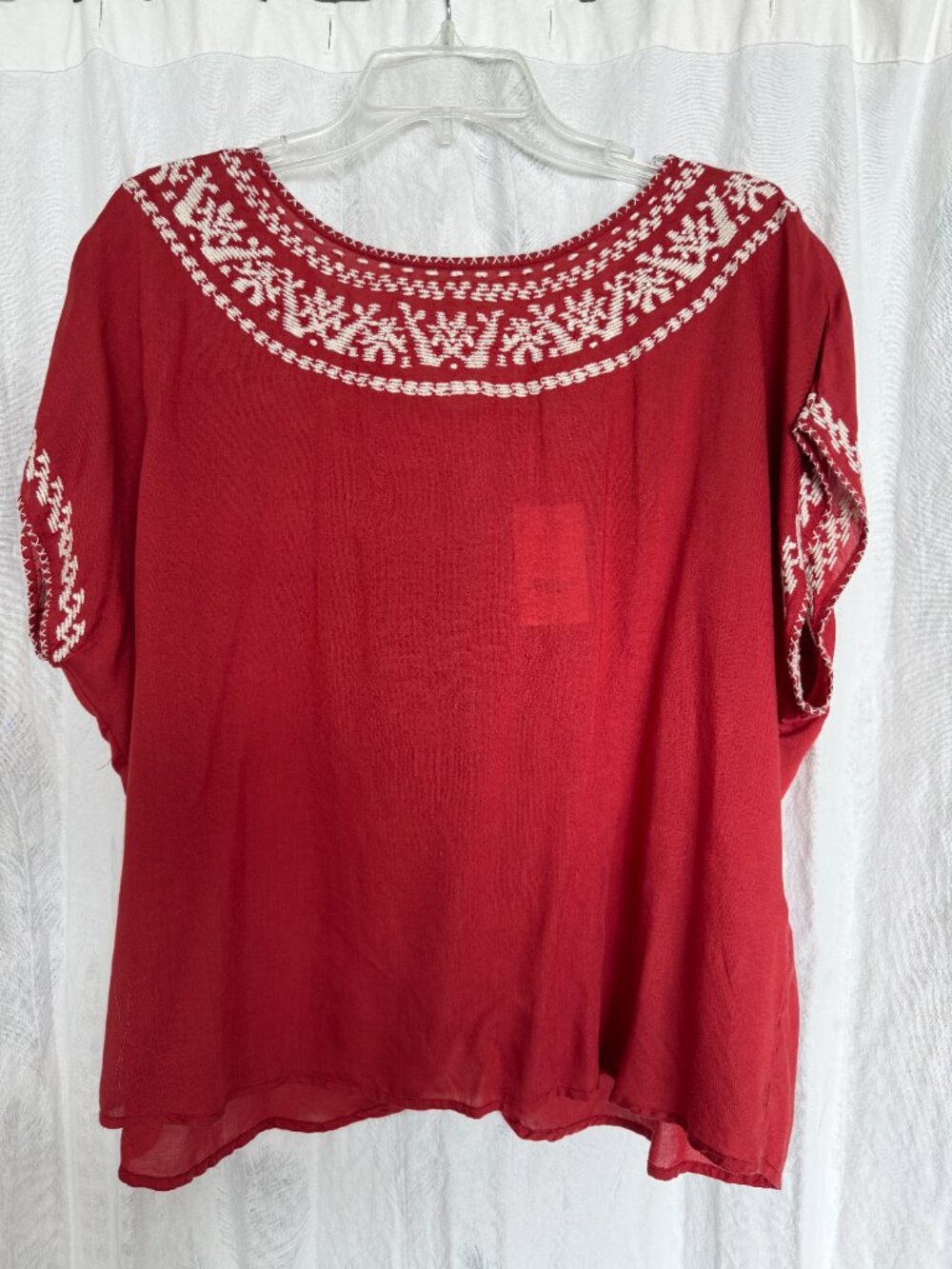 Lucky Brand Rust Red Light Airy Boho Split Back Top XL NWT